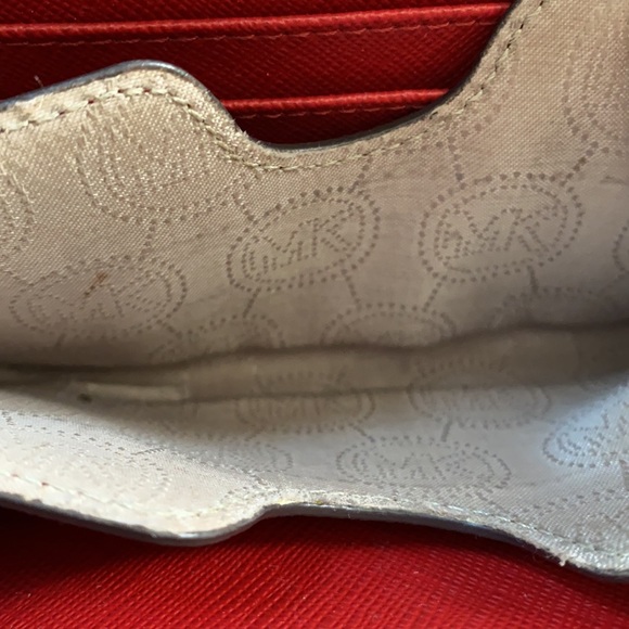 Michael Kors Red Ostrich Print Leather Wristlet Wallet - Picture 9 of 11